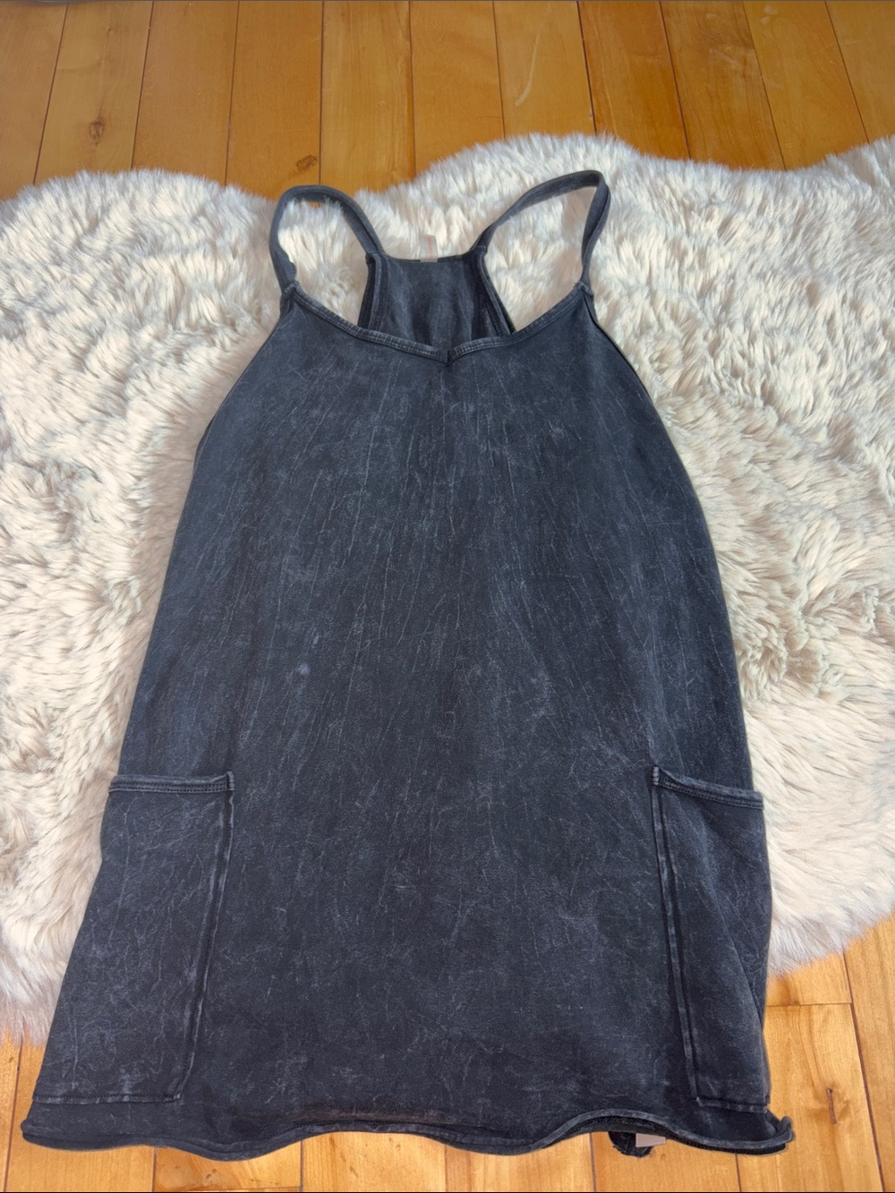 We The Free Washed Black Racerback Pocket Mini Dress
